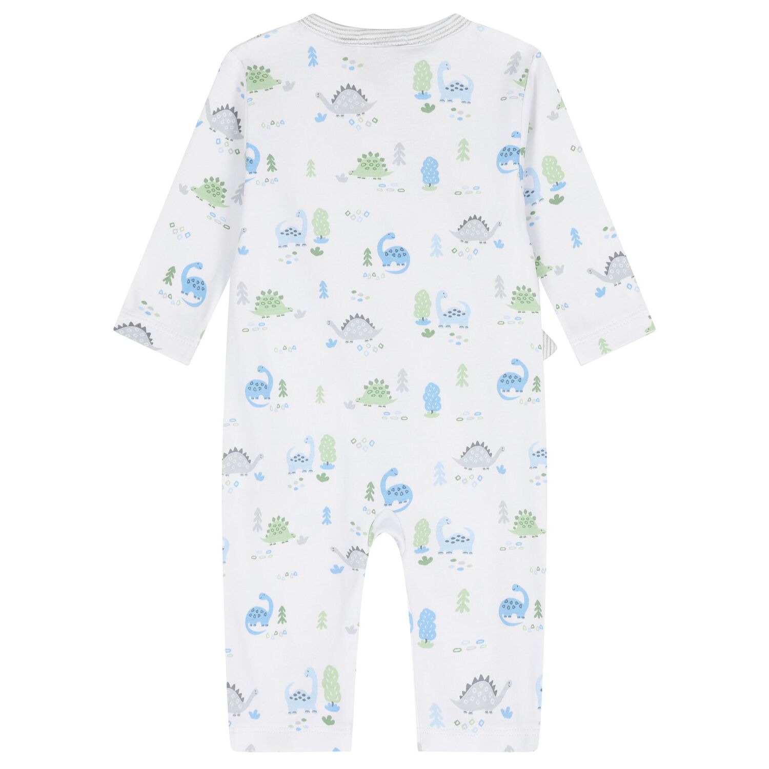 Baby Boys White & Blue Dinosaur Era Romper, 1, hi-res image number null