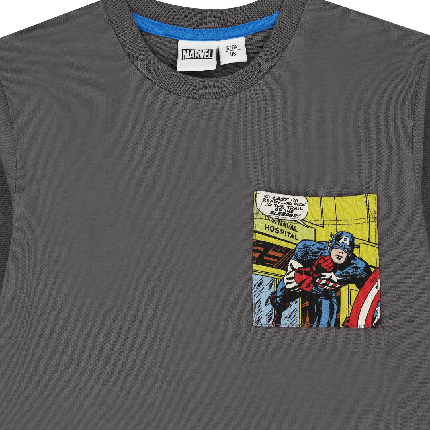 Boys Grey Marvel Long Sleeve Top, 1, hi-res
