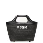 Girls Black Straw Handbag, 2, hi-res