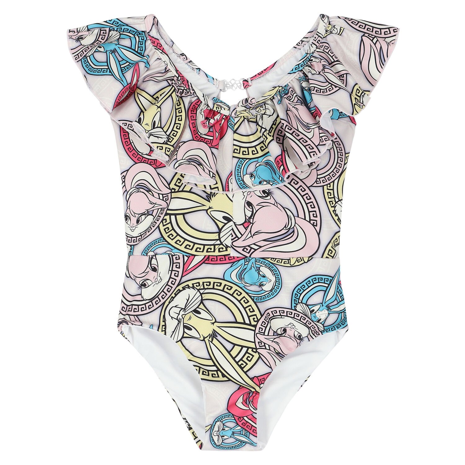 Girls Multi-Colored Bunny Swimsuit, 1, hi-res