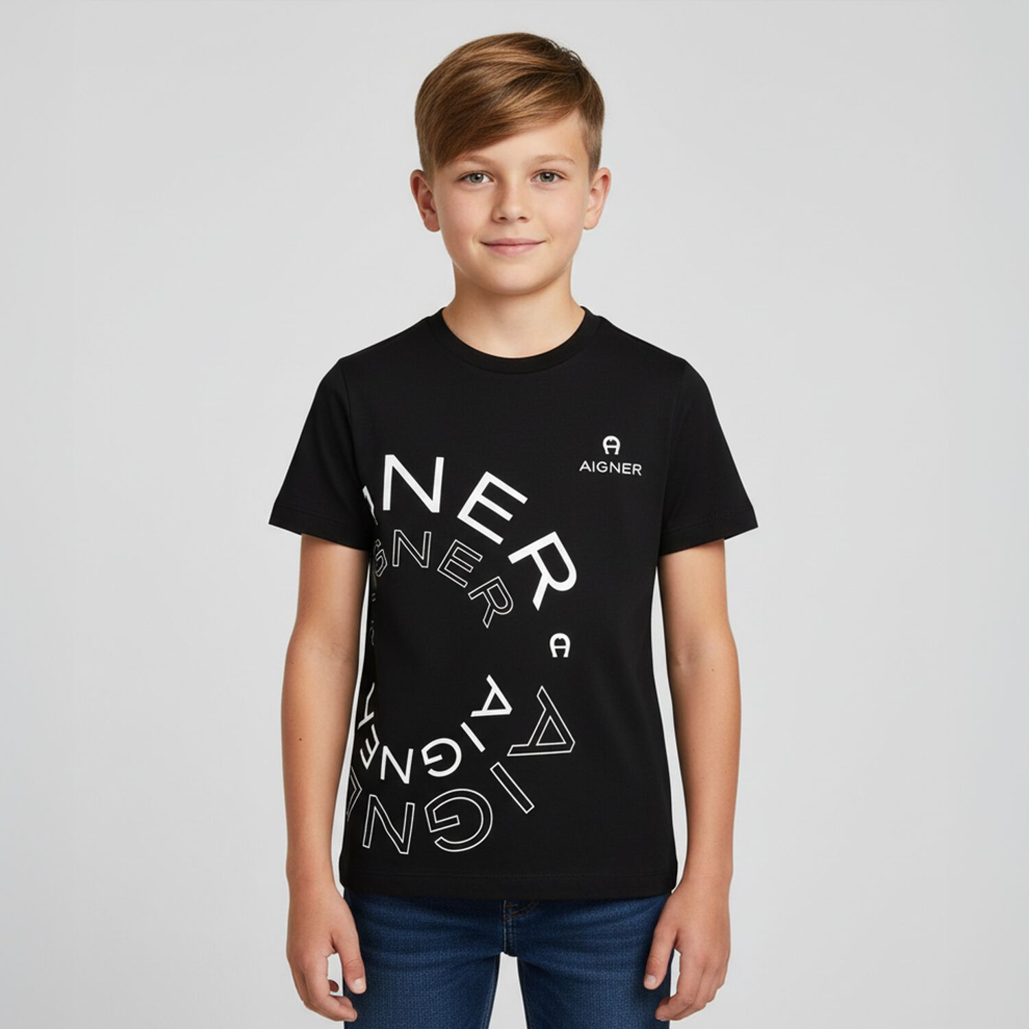 Boys Black Logo T-Shirt, 2, hi-res image number null