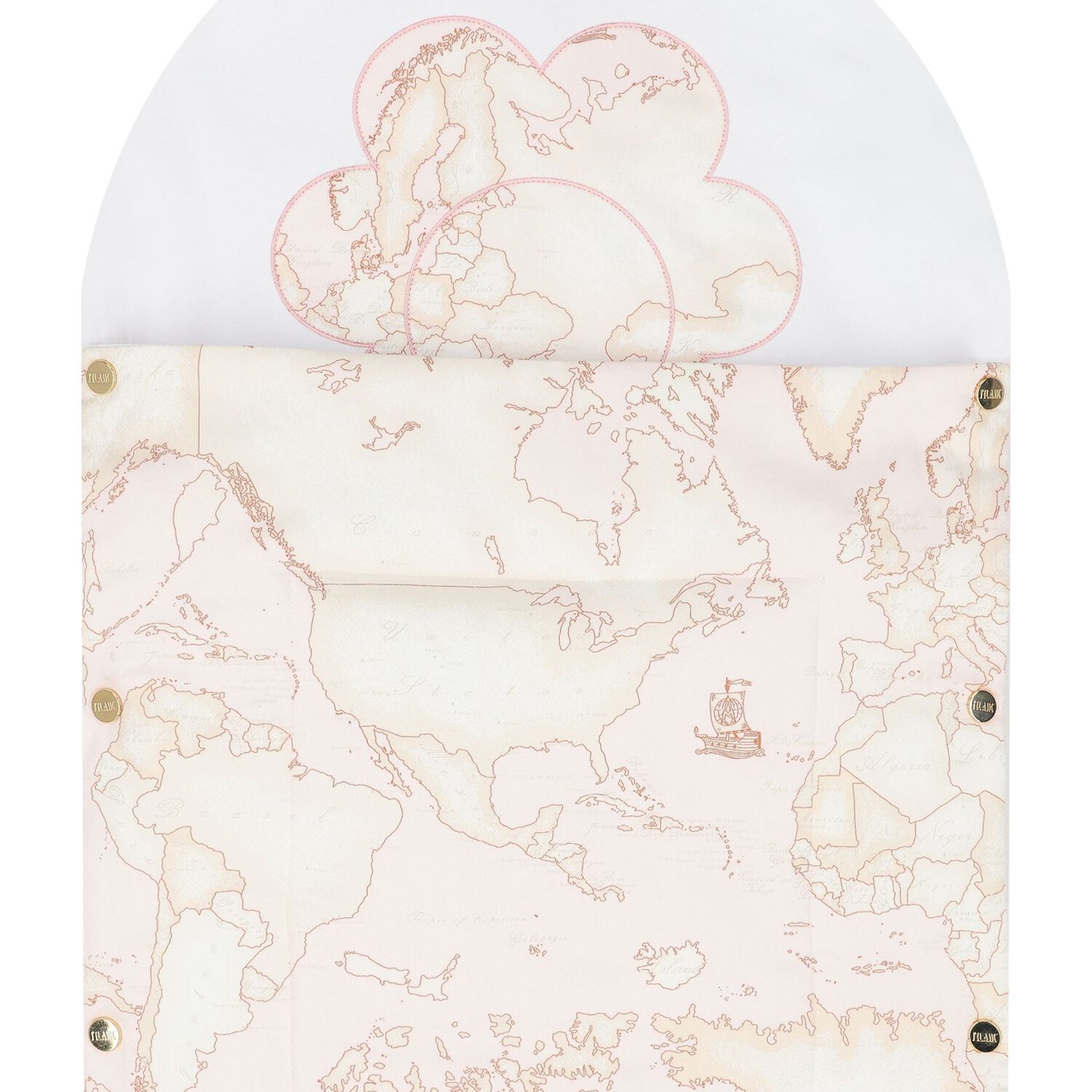 Baby Girls White & Pink Geo Map Baby Nest, 1, hi-res