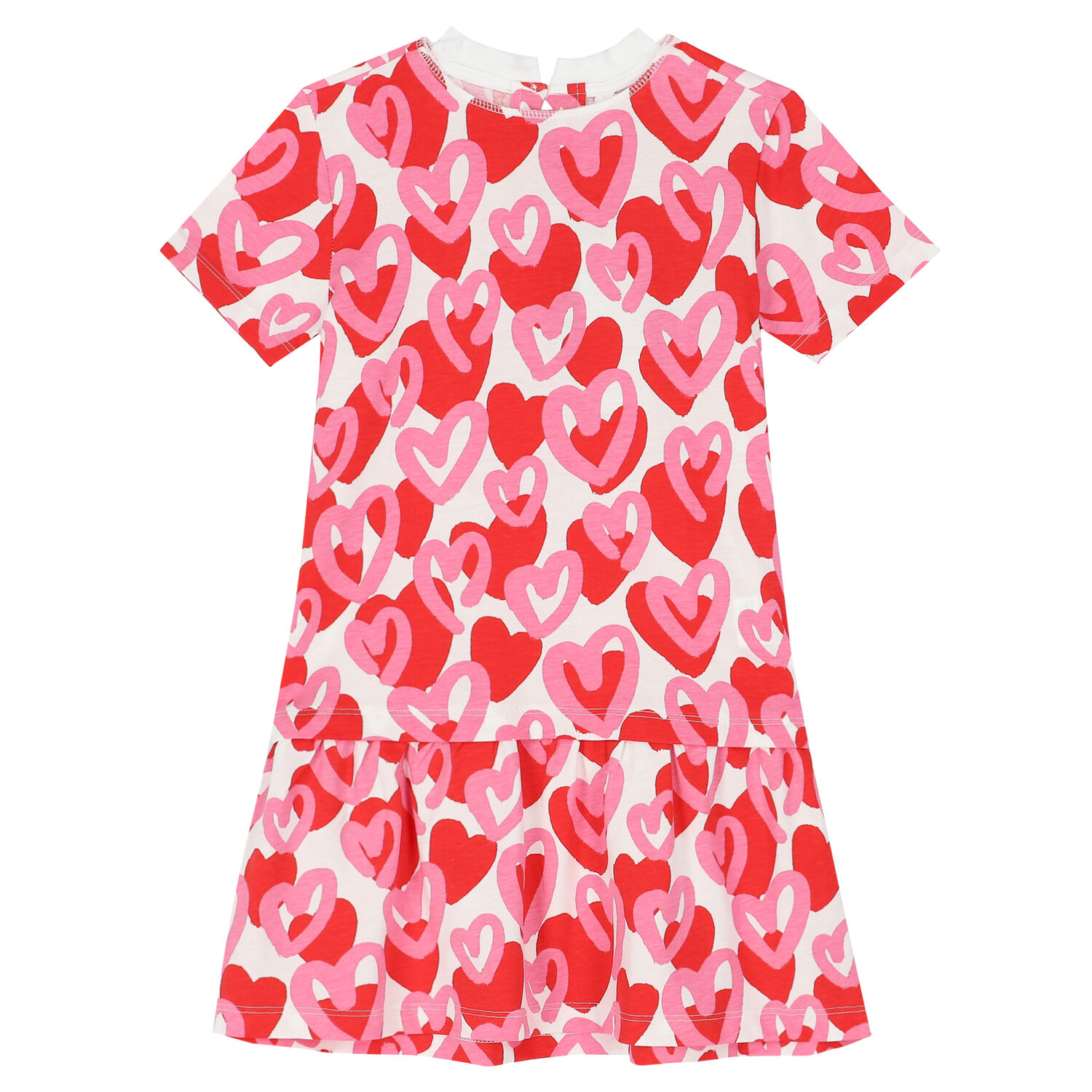 Girls White Hearts Dress, 1, hi-res