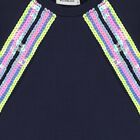 Girls Navy Blue Sequin Sweatshirt Dress , 1, hi-res