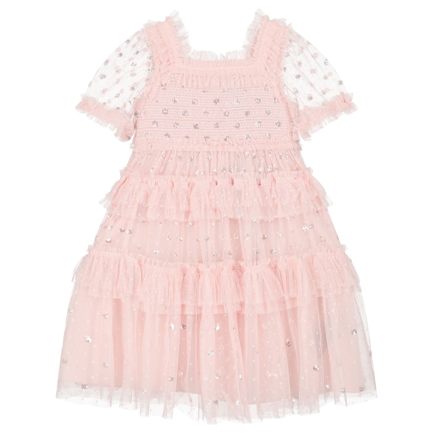Girls Pink Sequin & Tulle Dress, 1, hi-res image number null