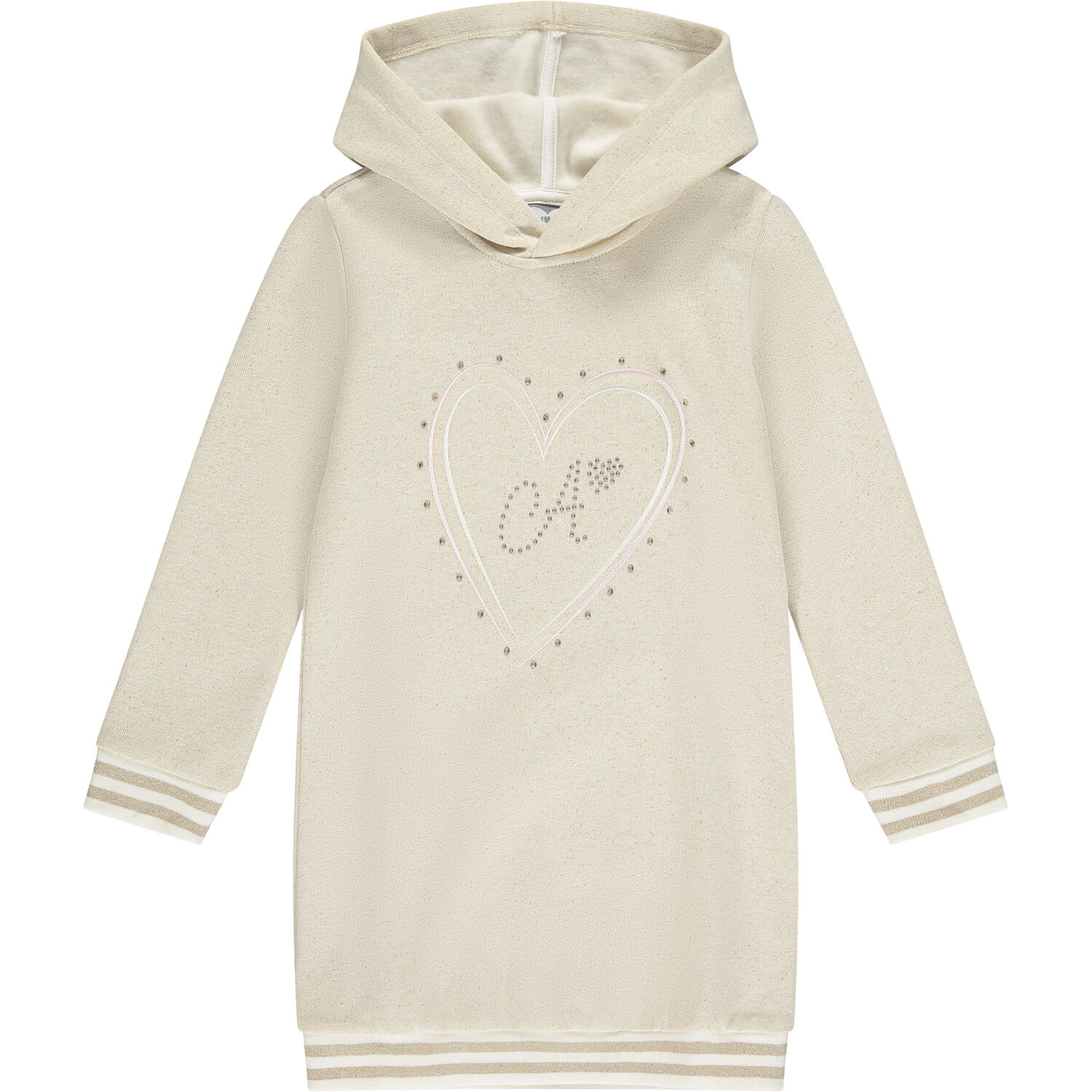 Girls Gold Logo Hooded Dress, 1, hi-res
