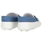 Baby Boys White & Navy Pre-Walker Moccasins, 2, hi-res