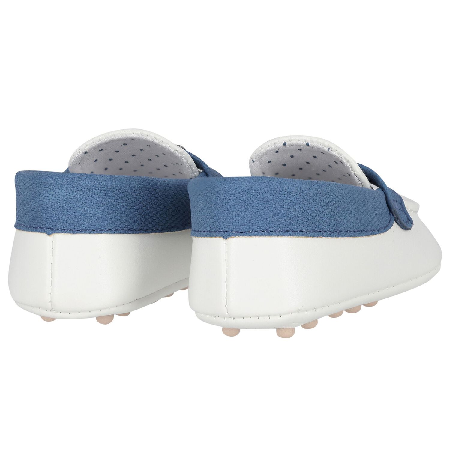 Baby Boys White & Navy Pre-Walker Moccasins, 2, hi-res image number null