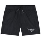 Boys Black Logo Swim Shorts, 1, hi-res