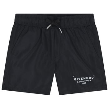 Boys Black Logo Swim Shorts