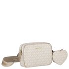 Girls Ivory & Gold Logo Shoulder Bag, 1, hi-res