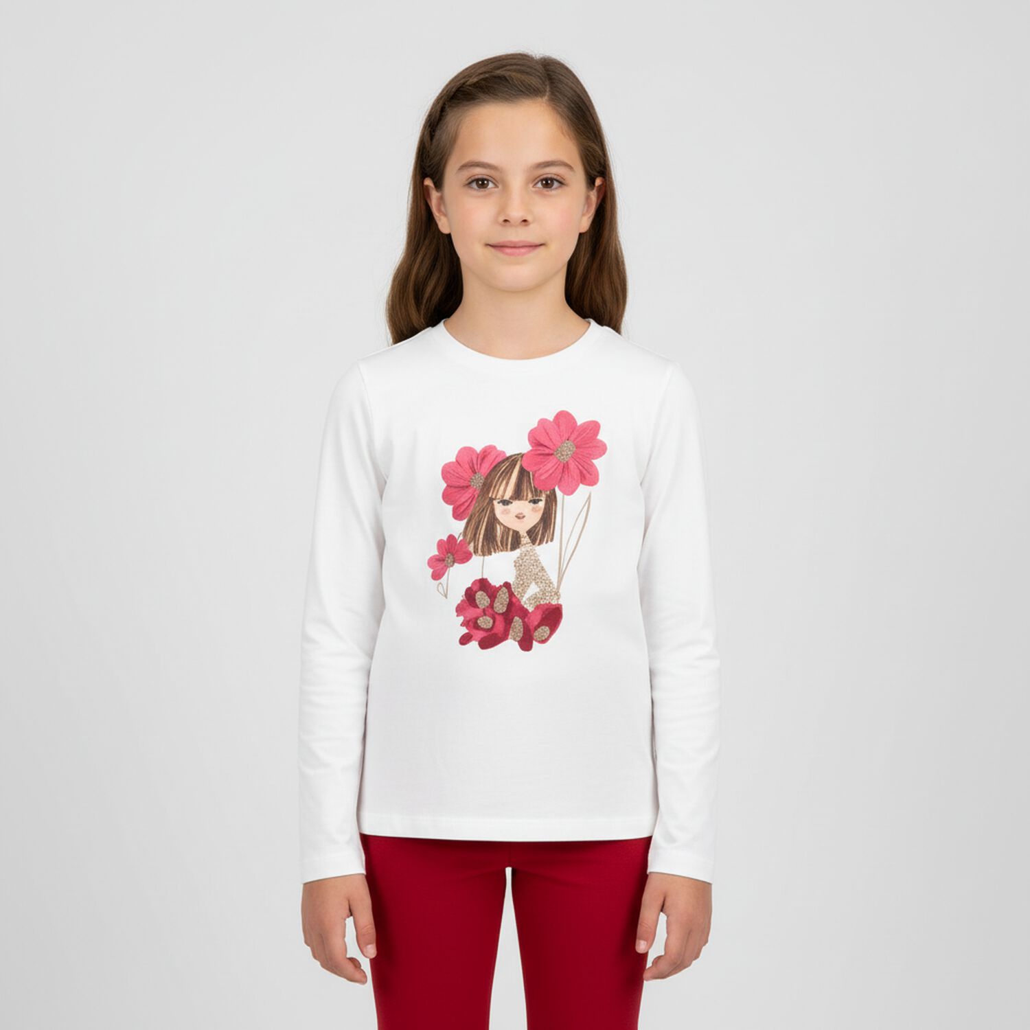 Girls Ivory, Red & Beige Leggings Set, 1, hi-res