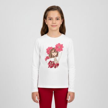 Girls Ivory, Red & Beige Leggings Set