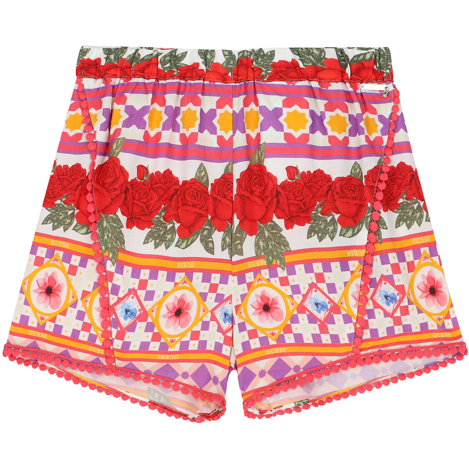 Girls Red & White Floral Shorts, 1, hi-res