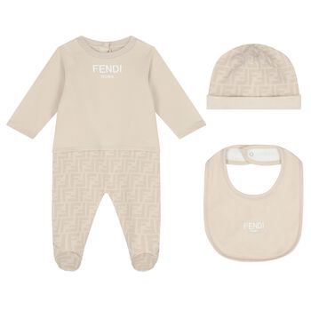 Beige Logo Babygrow Gift Set