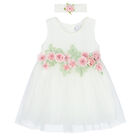 Baby Girls White Tulle Dress Set, 1, hi-res