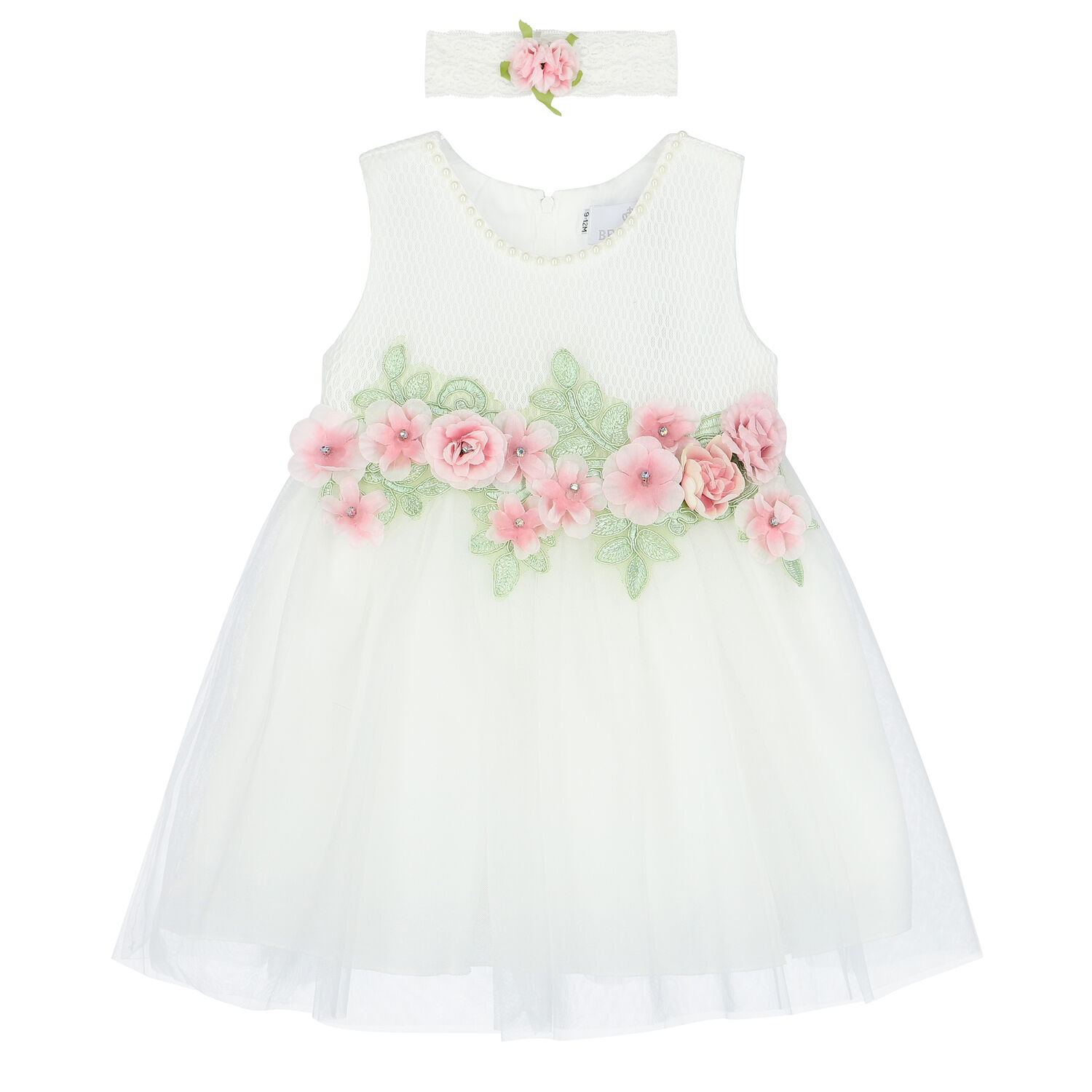 Baby Girls White Tulle Dress Set, 1, hi-res image number null