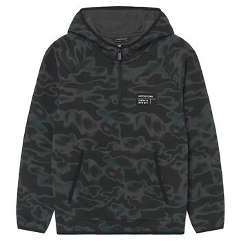 Boys Black Camouflage Hooded Zip Up Top