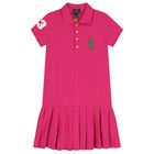 Girls Pink Logo Polo Dress, 1, hi-res