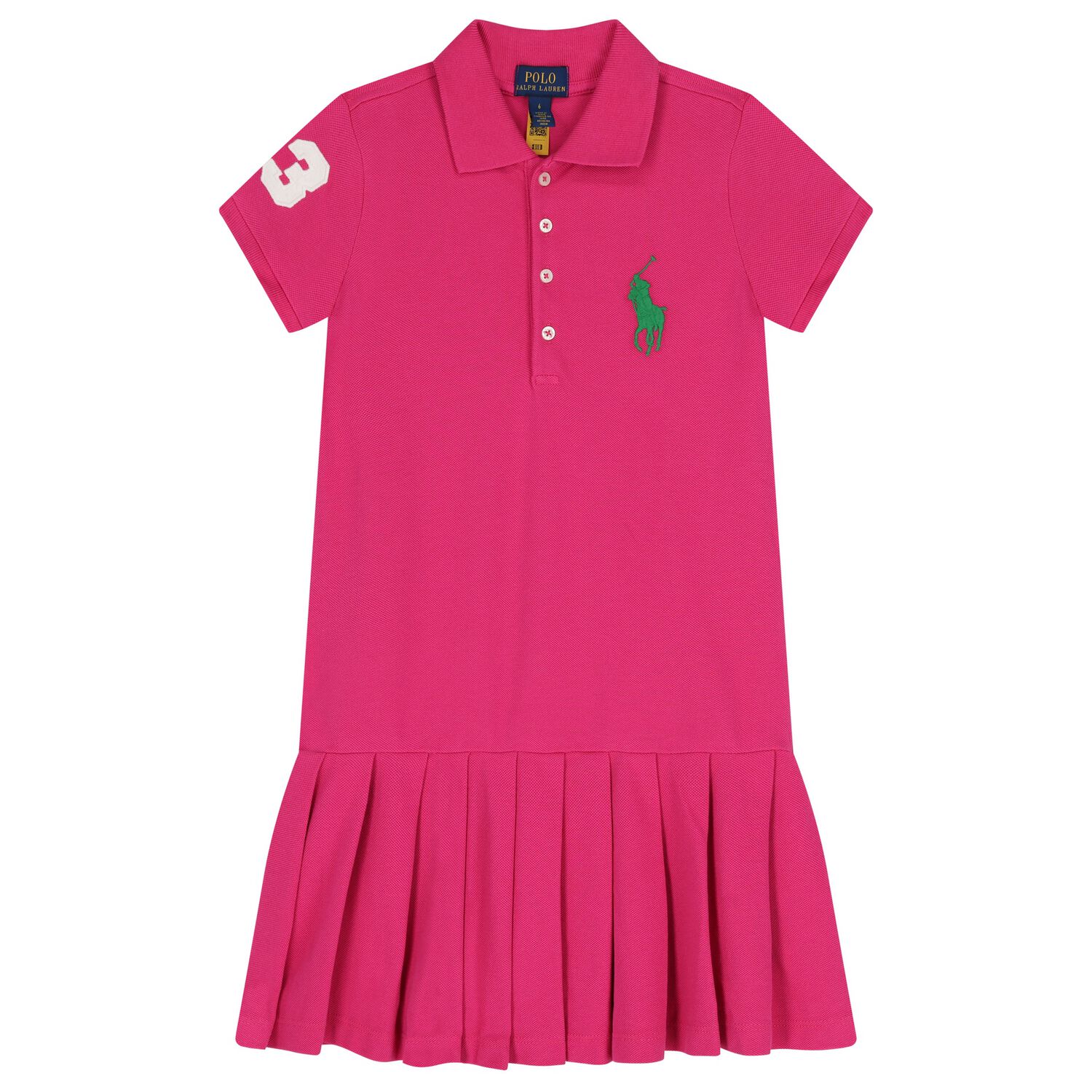 Girls Pink Logo Polo Dress, 1, hi-res