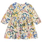 Younger Girls Beige Bow Dress, 1, hi-res