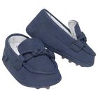 Baby Boys Navy Blue Leather Pre Walker Moccasins, 3, hi-res