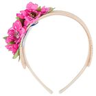 Girls Pink Flower Headband, 1, hi-res
