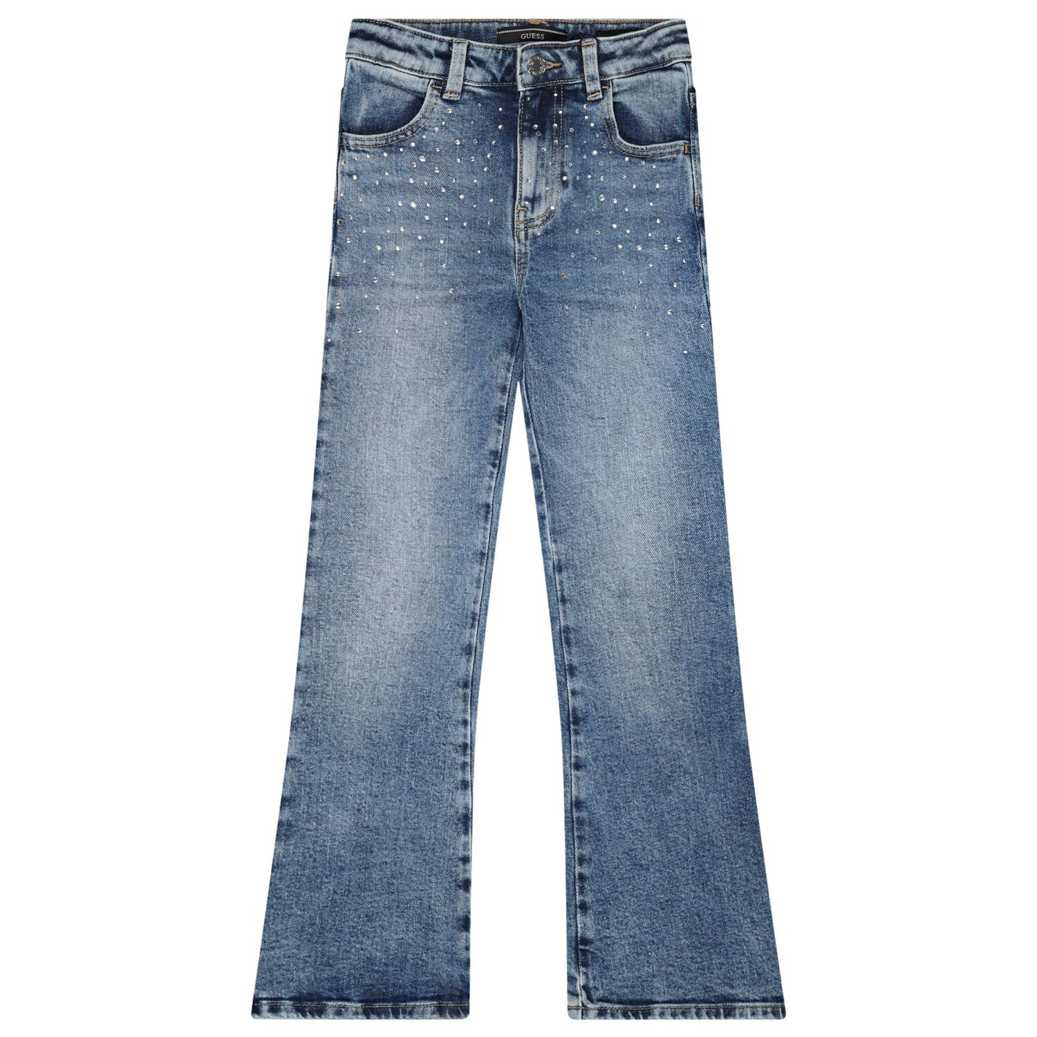 Girls Blue Embellished Denim Jeans, 1, hi-res