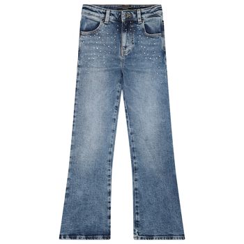 Girls Blue Embellished Denim Jeans
