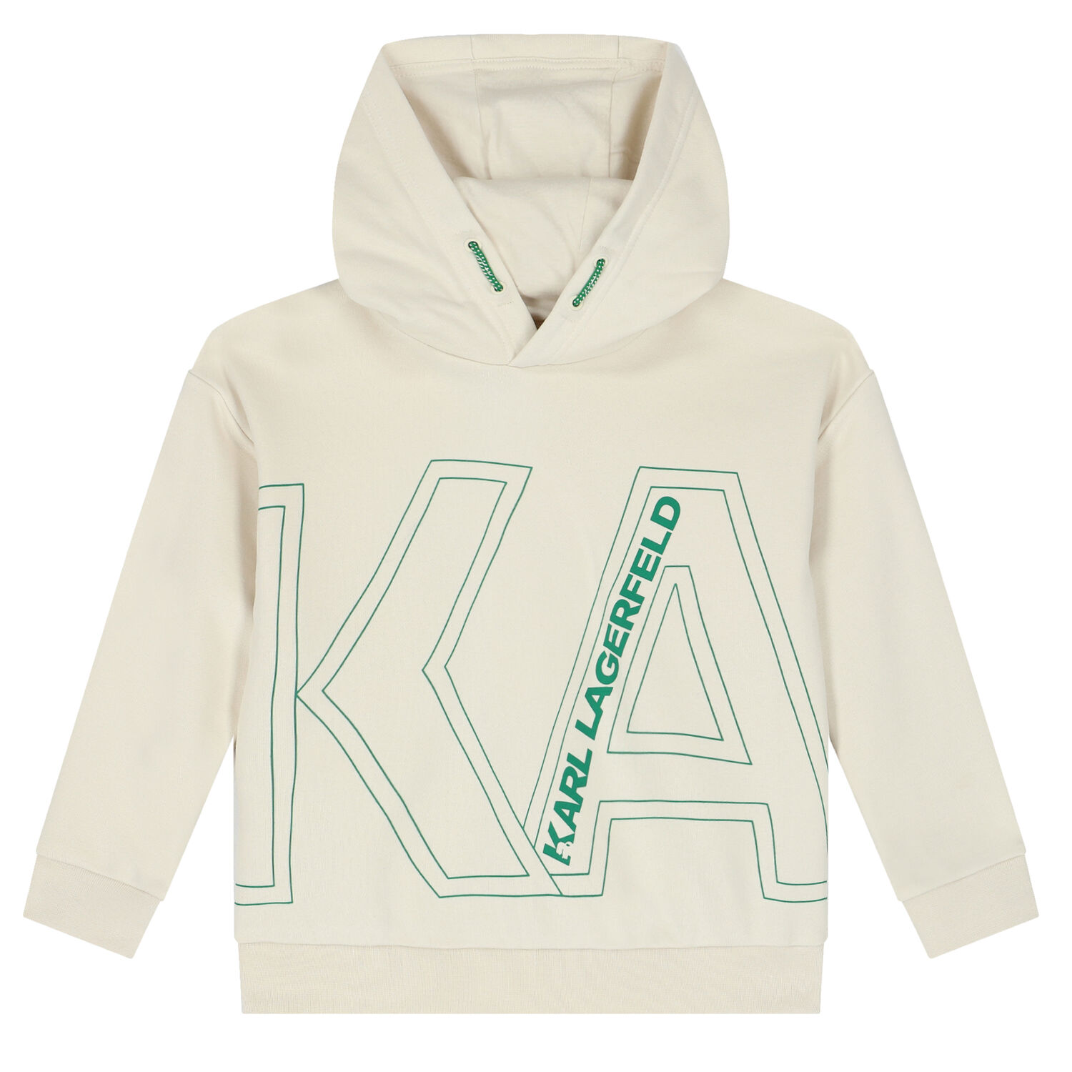 Boys Ivory Logo Hooded Top, 1, hi-res