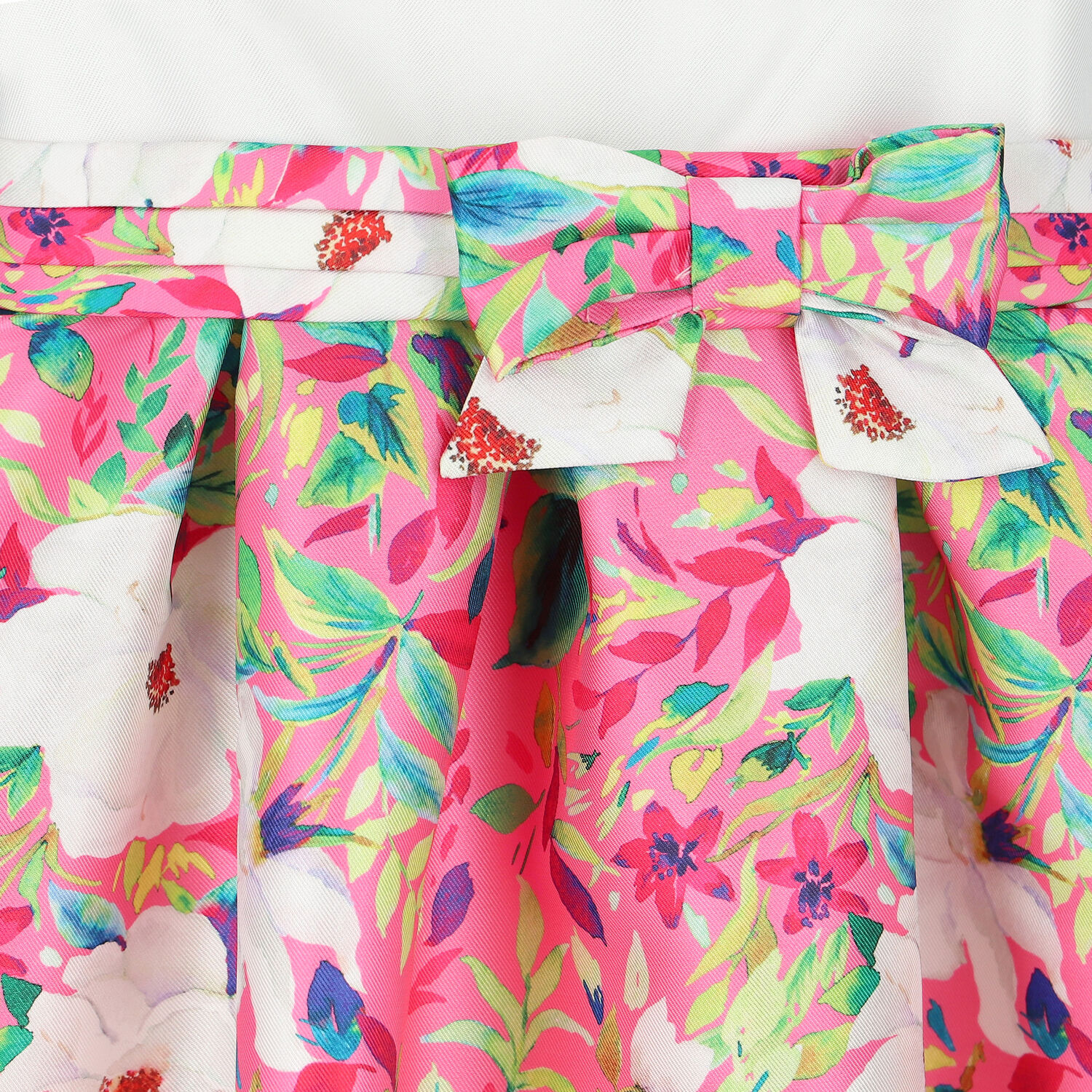 Younger Girls White & Pink Floral Dress, 1, hi-res