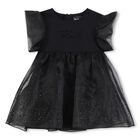 Girls Black Logo Organza Dress, 1, hi-res