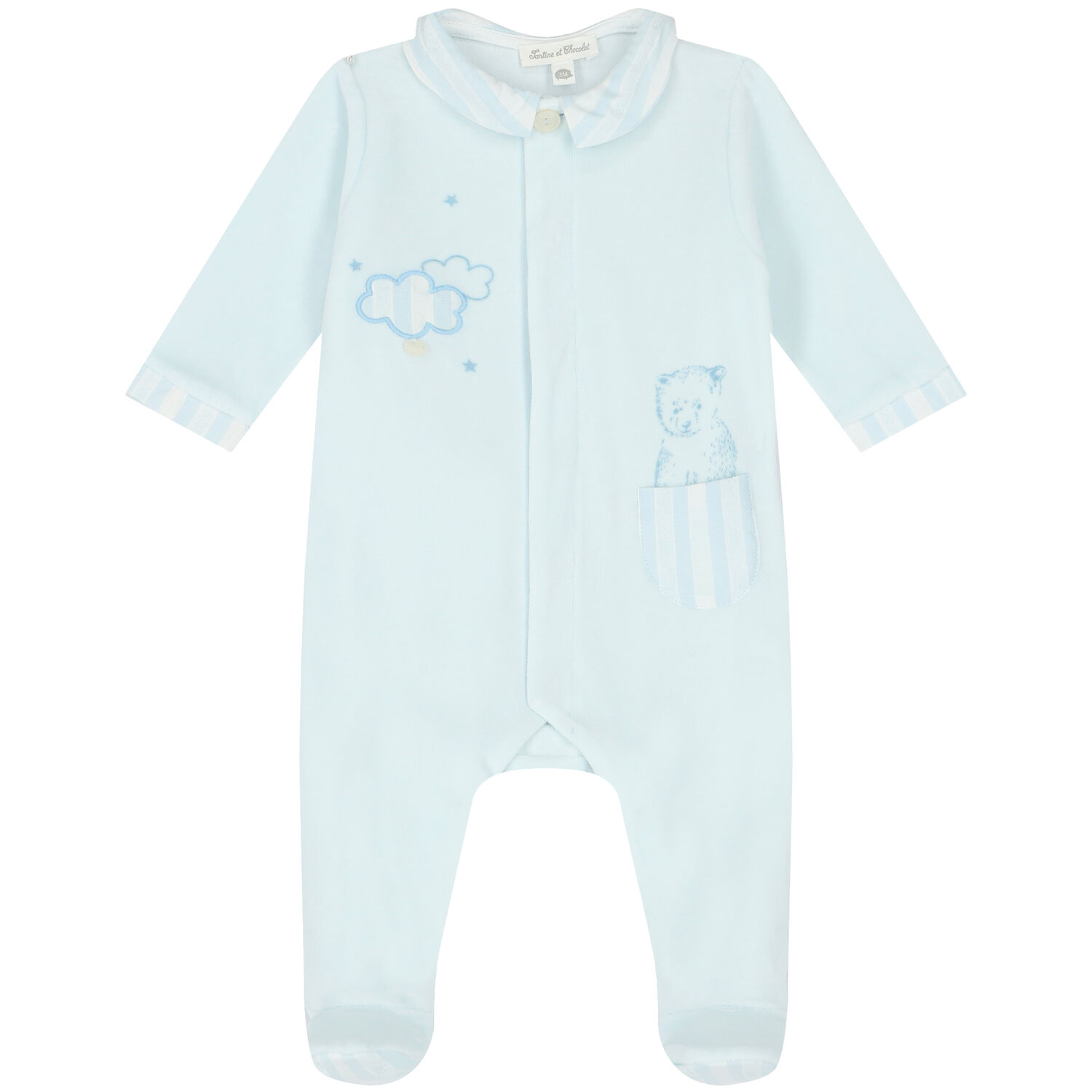 Baby Boys Blue Bear Babygrow, 2, hi-res