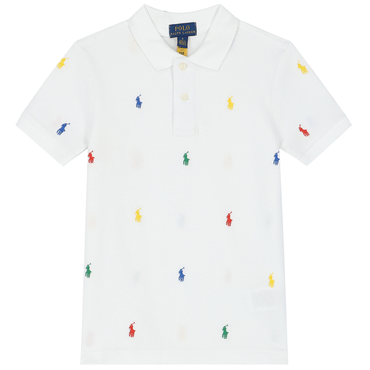 Boys White Logo Polo Shirt, 1, hi-res