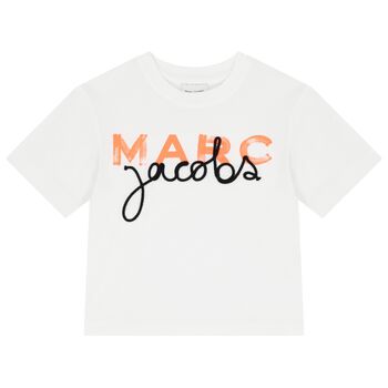 Boys White & Orange Logo T-Shirt