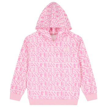 Girls Pink Logo Hooded Top