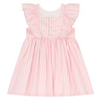 Younger Girls Pink Logo Striped Dress