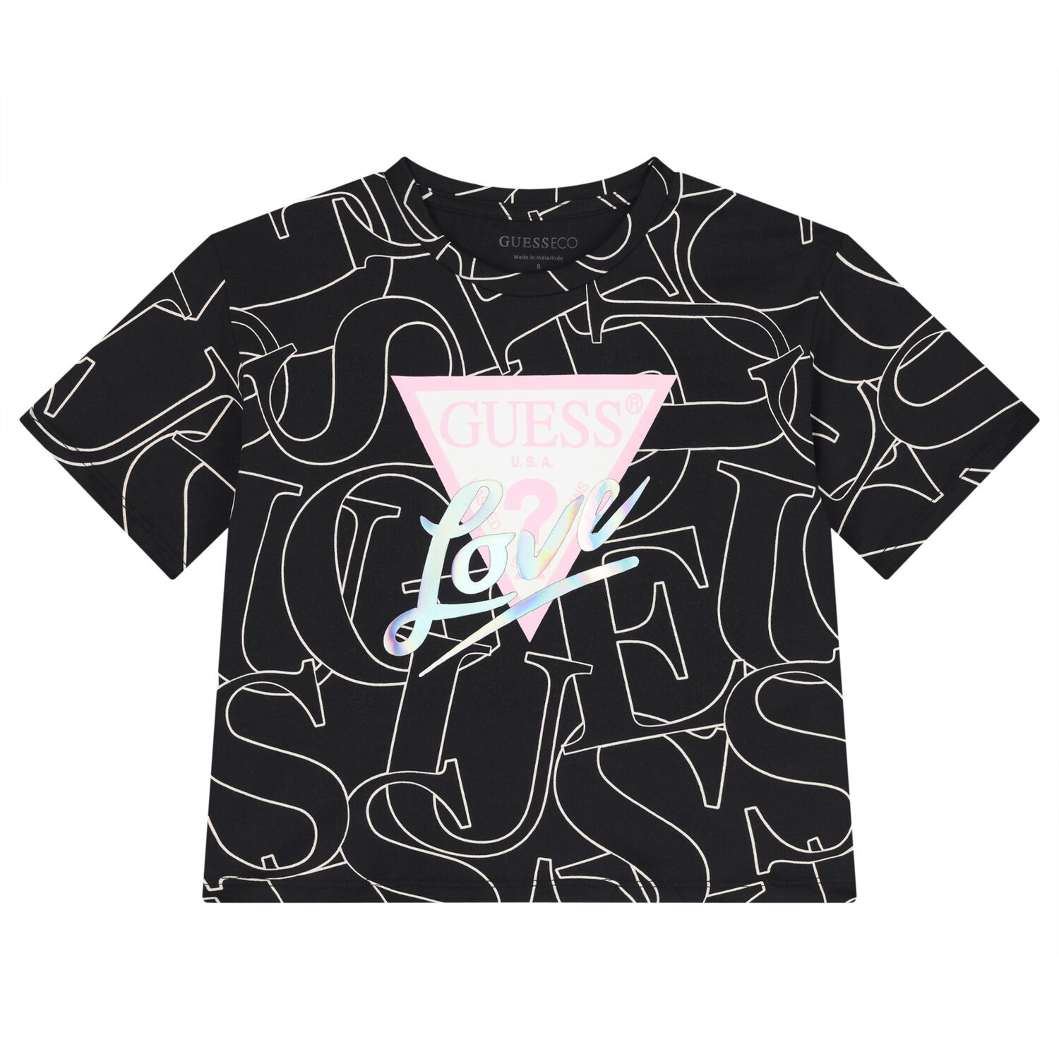 Girls Black Logo T-Shirt, 3, hi-res