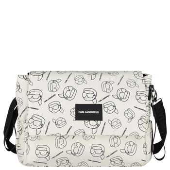 White Ikonik Karl Logo Changing Bag