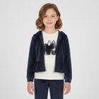 Girls Navy Blue Velour Tracksuit Set  ( 3 Piece ), 1, hi-res
