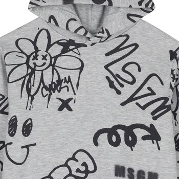 Boys Grey Logo Hooded Top
