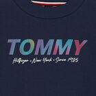 Girls Navy Holographic Logo Sweatshirt Dress, 1, hi-res