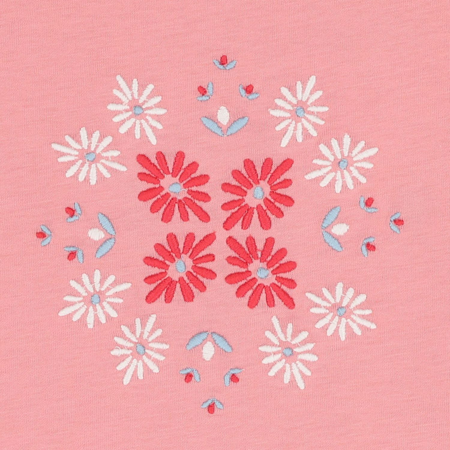 Girls Pink Embroidered Flower T-Shirt, 1, hi-res