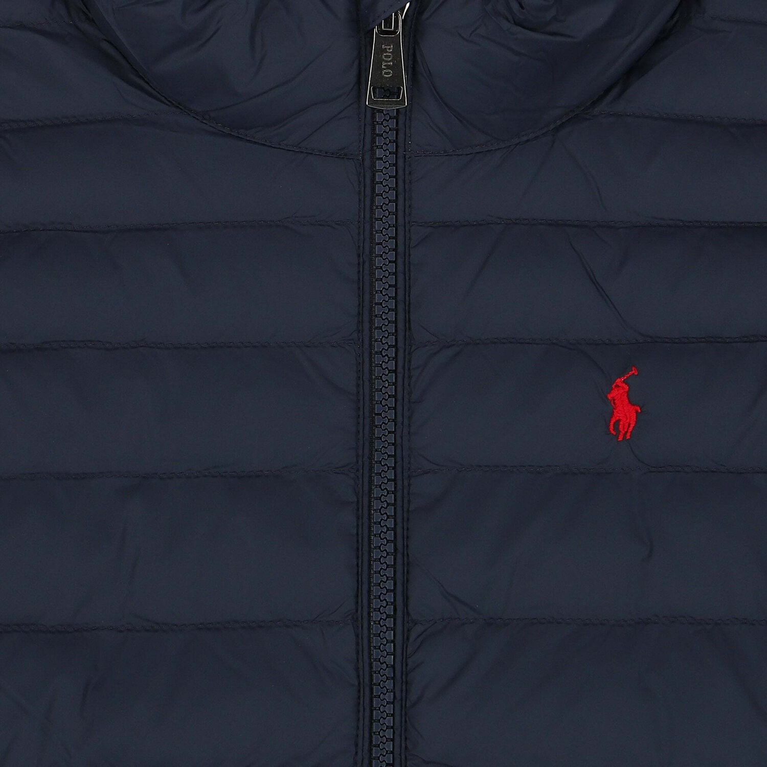 Girls Navy Logo Puffer Jacket, 1, hi-res