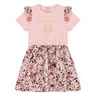 Younger Girls Pink Logo Ruffled Dress, 2, hi-res