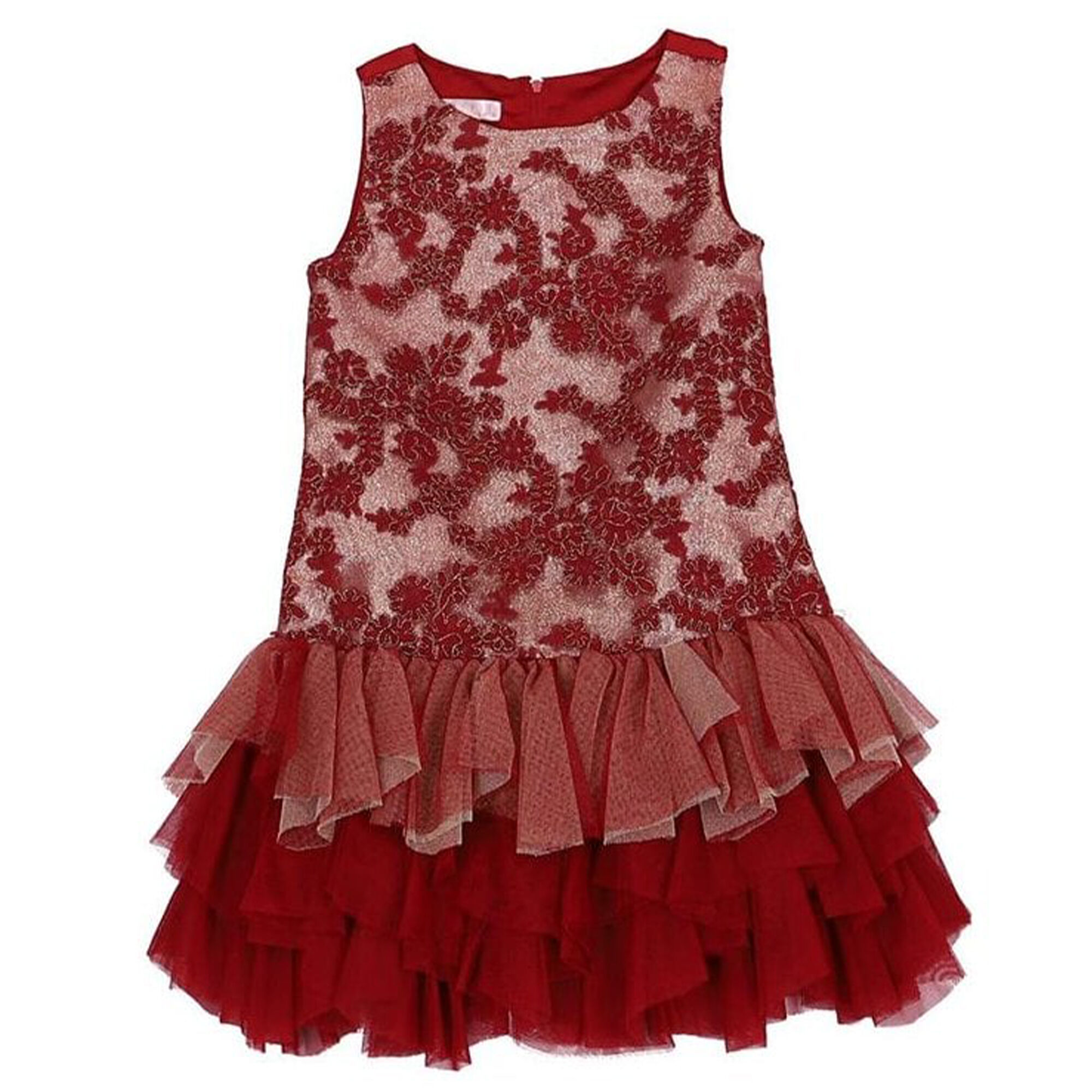 Kate Mack Biscotti Girls Red Gold Tulle Dress Junior Couture UK