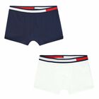 White & Navy Boxer Shorts (2 Pack), 1, hi-res
