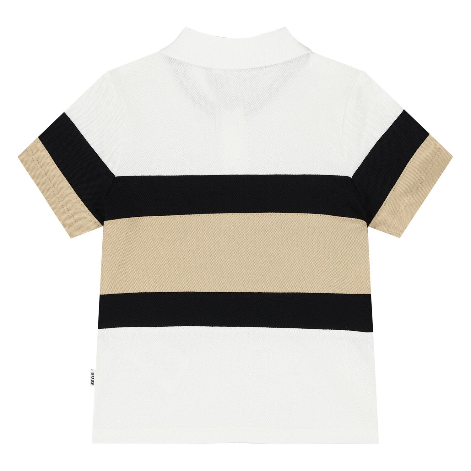 Younger Boys White, Black & Beige Logo Polo Shirt, 1, hi-res