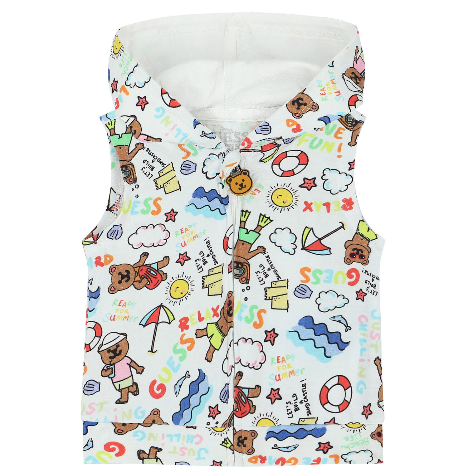 White Teddy Bear Shorts Set, 1, hi-res
