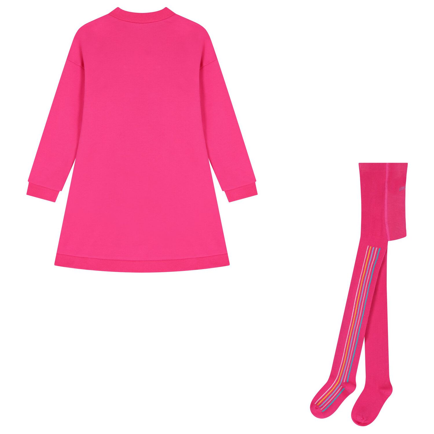Girls Pink Heart Sweatshirt Dress Set, 1, hi-res